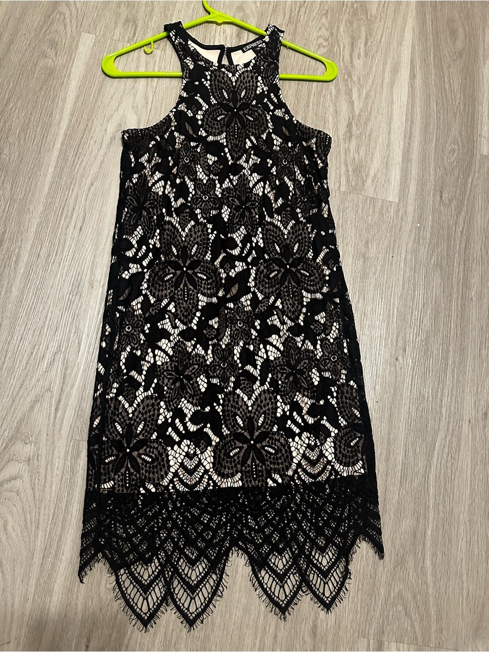 Express Black Lace Overlay Dress